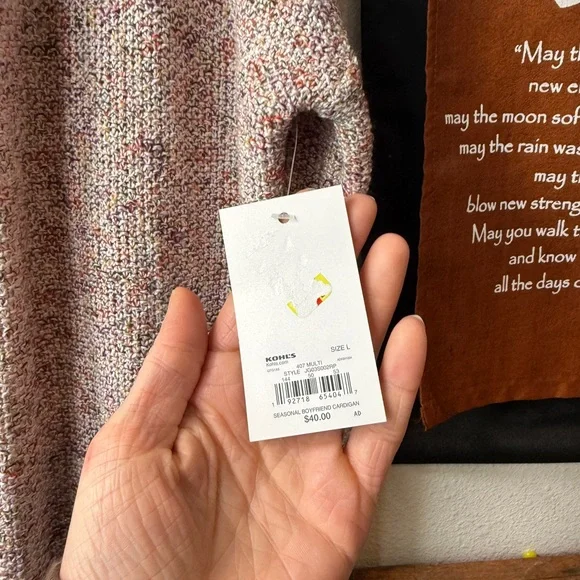 NWT SO Blush pink confetti  Long Knit Cardigan Sweater - Picture 4 of 8